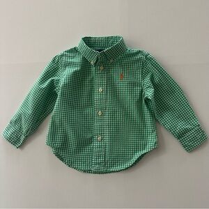 Ralph Lauren 12 Months Baby Boy Green Plaid Button Down Shirt Easter Spring
